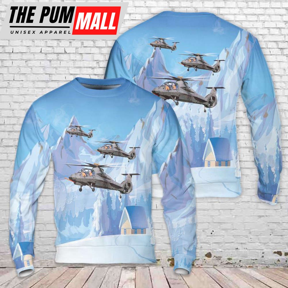 Christmas Sweater 3D Gift: Army Boeing Sikorsky RAH-66 Comanche – Perfect for Christmas