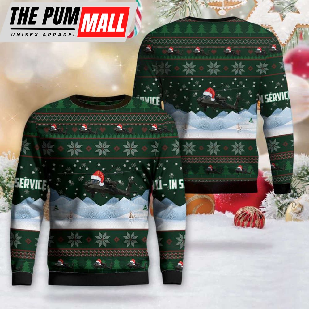 Christmas Sweater: Army AH-64E Apache Guardian – 3D Gift for Christmas