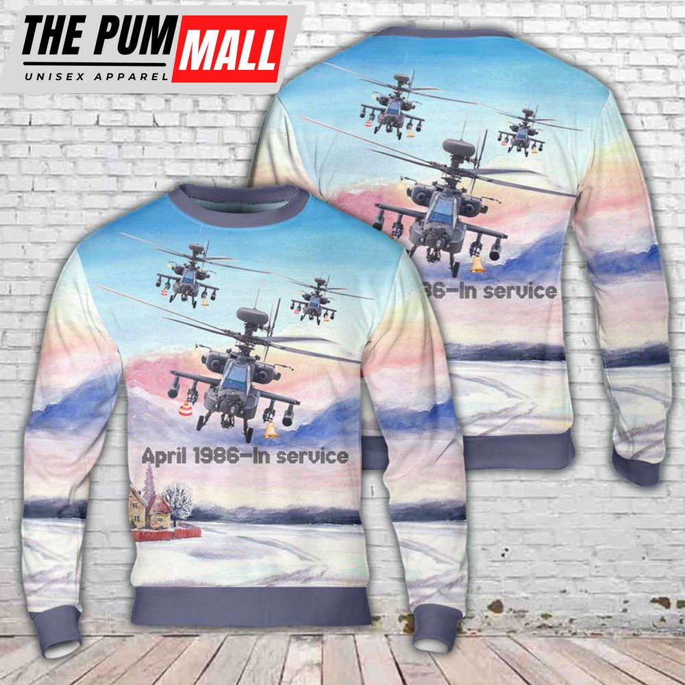 Christmas Sweater: Army Boeing AH-64 Apache 3D Gift – Perfect for Christmas!