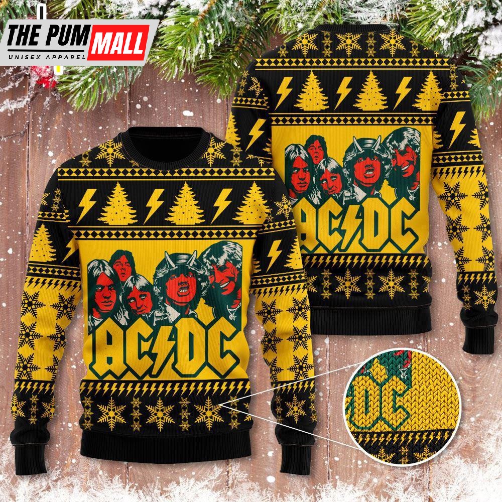 Christmas Sweater Trends ACDC 3D Ugly Sweater Gift For Christmas