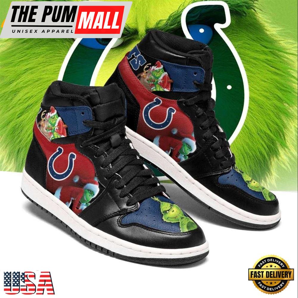 Christmas The Grinch Indianapolis Colts NFLJordan 1 Boot Sneakers Shoes