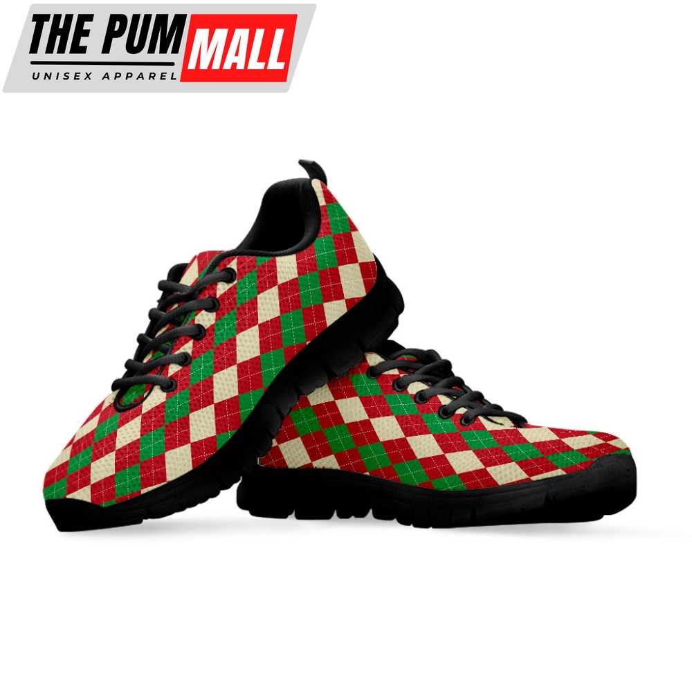 christmas-themed-argyle-pattern-print-black-running-shoes-gift-for-men-and-wome-92ahymhh Christmas Themed Argyle Pattern Print Black Running Shoes, Gift For Men And Women