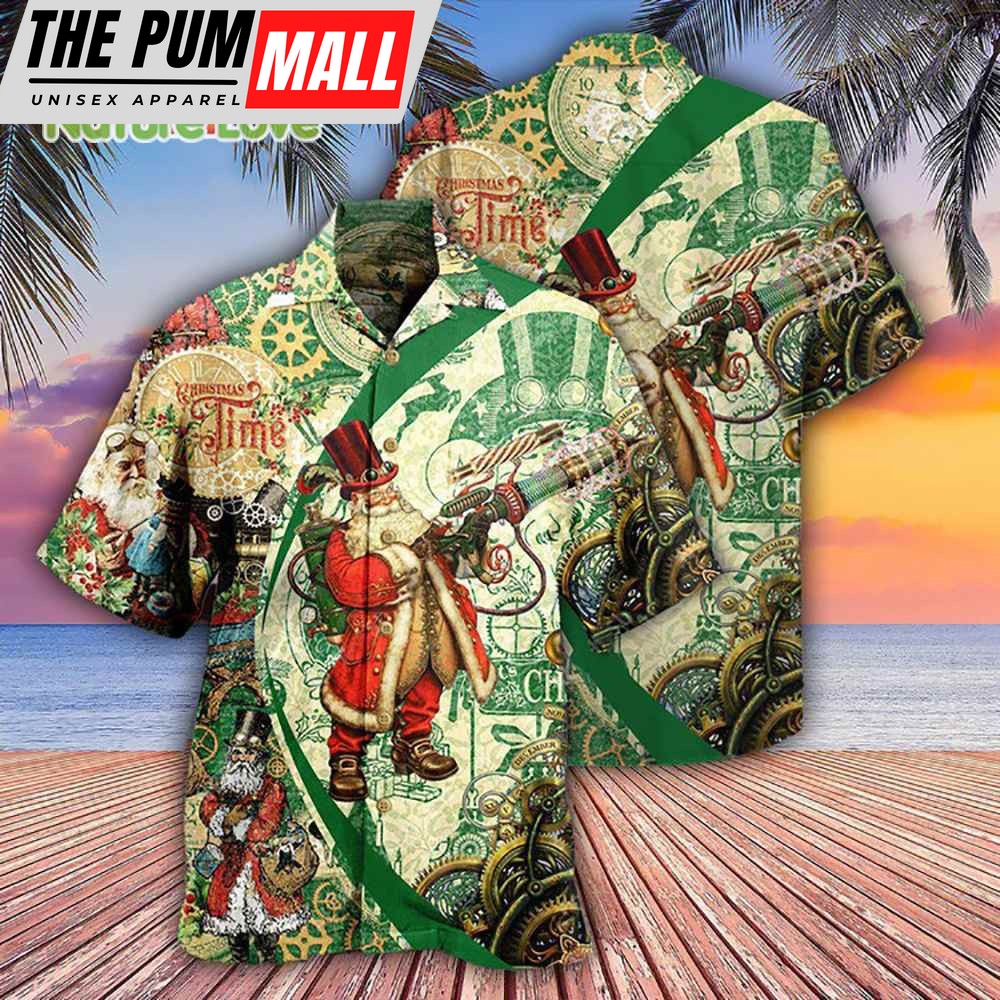 Christmas Time Steampunk Santa Claus Vintage Hawaiian Shirt