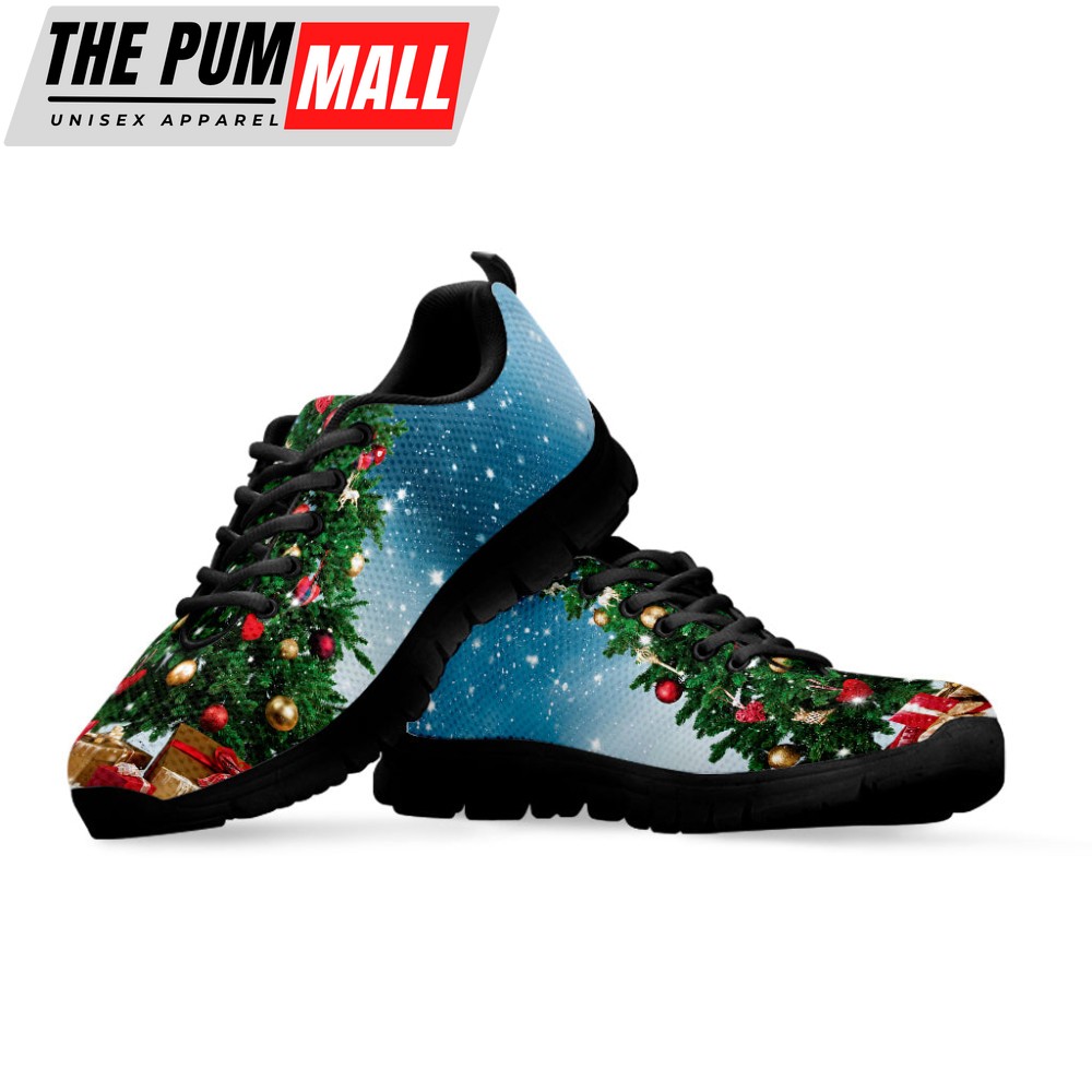 christmas-tree-and-snow-print-black-running-shoes-gift-for-men-and-women-cmugx5oz Christmas Tree And Snow Print Black Running Shoes, Gift For Men And Women