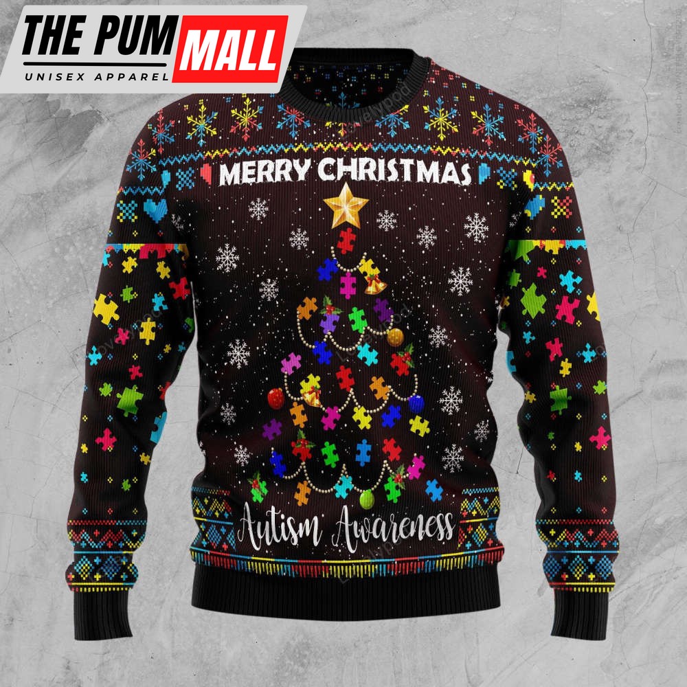 Christmas Tree Autism Awareness Ugly Christmas Sweater – Unisex