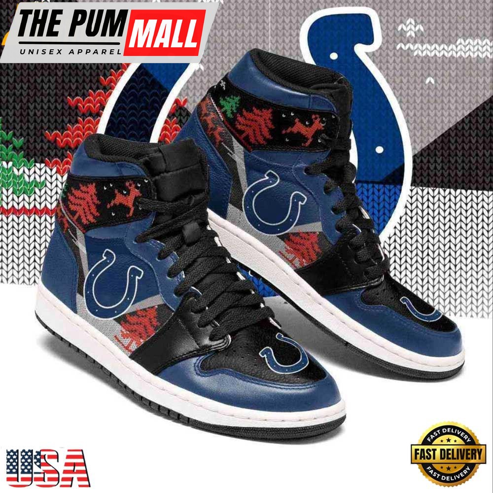 Christmas Ugly Pattern Indianapolis Colts NFLJordan 1 Boot Sneakers Shoes