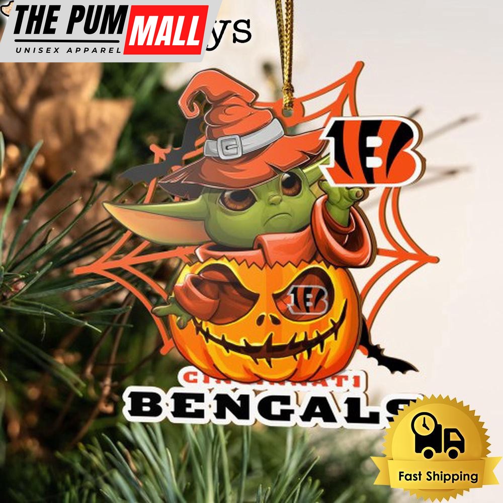 Cincinnati Bengals Baby Yoda Pumpkin Halloween Ornament Limited Edition
