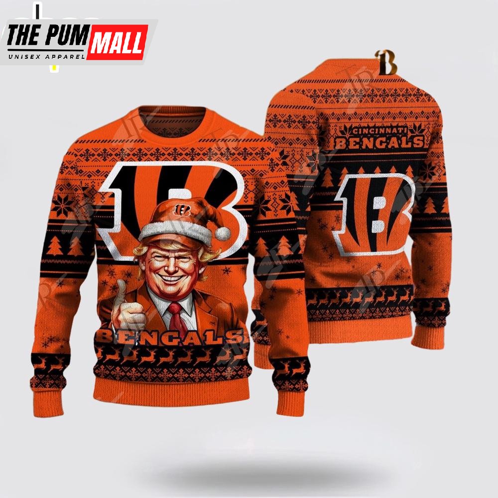 Cincinnati Bengals Christmas Donald Trump Knitted Sweater