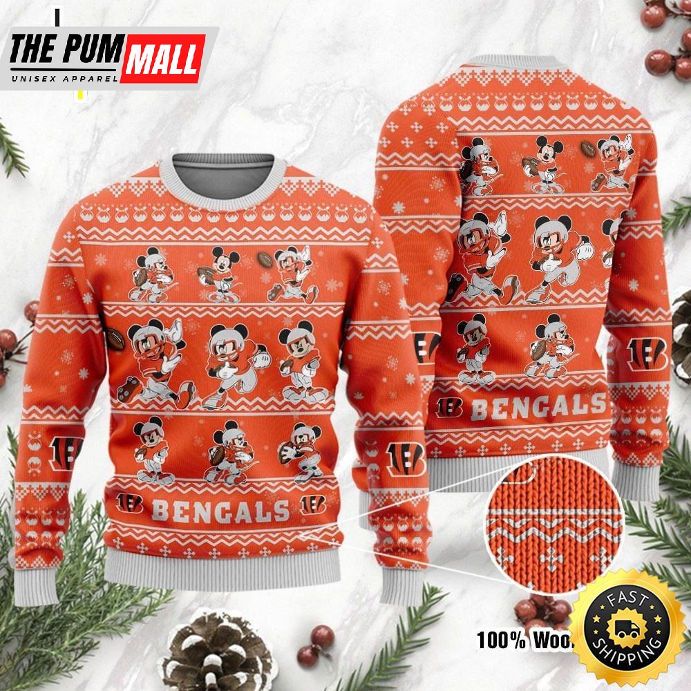 Cincinnati Bengals Mickey Mouse Holiday Party Ugly Christmas Sweater, Perfect Holiday Gift
