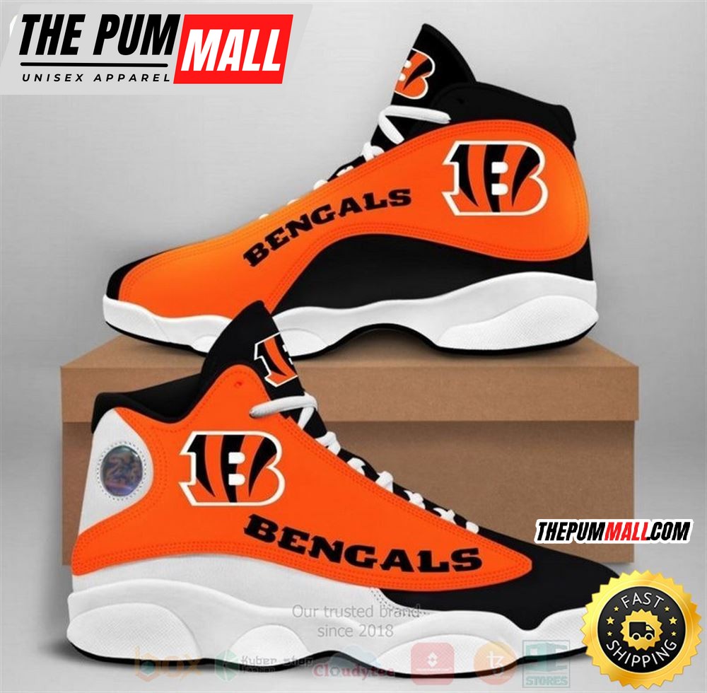 Cincinnati Bengals Nfl Big Logo Football Team Air Jd 13 Shoes