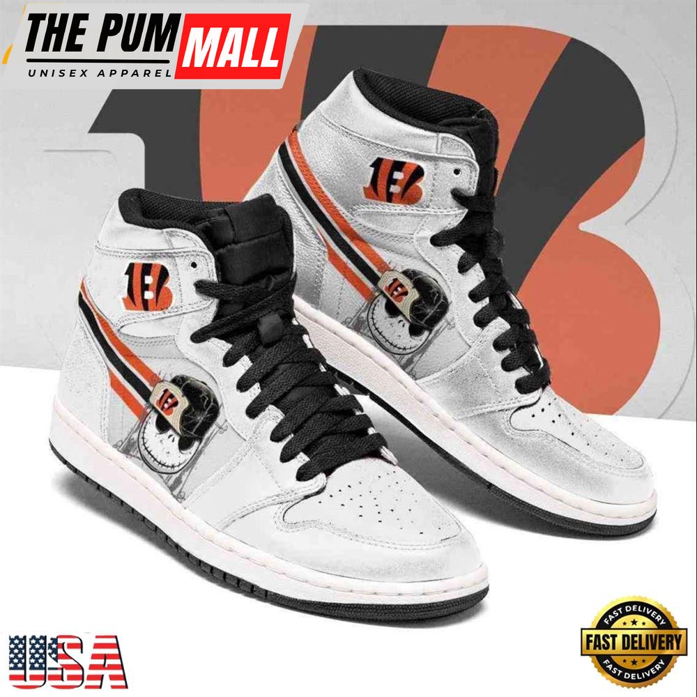 Cincinnati Bengals NFL Jack SkellingtonJordan 1 Boot Sneakers Shoes