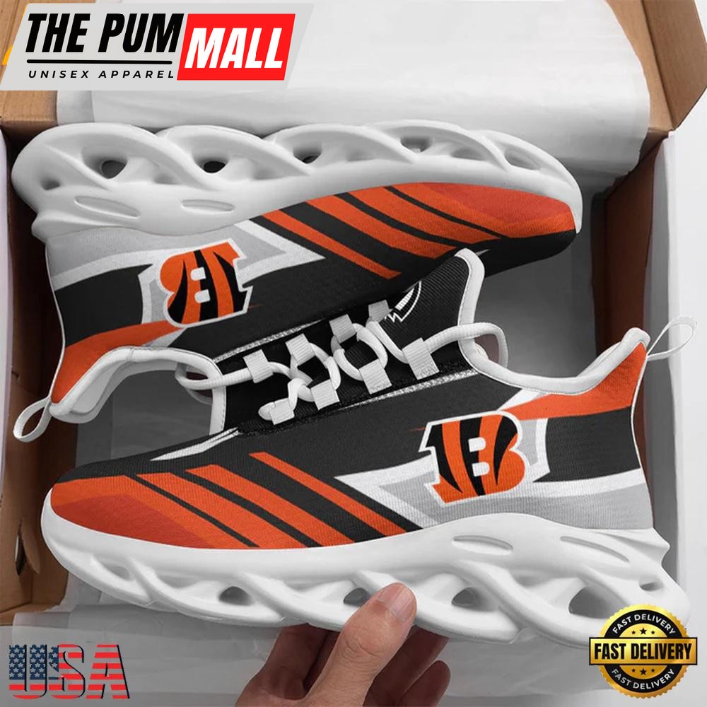 Cincinnati Bengals NFL Logo Pattern Max Soul Shoes, Running Sneakers Shoes For Men Women