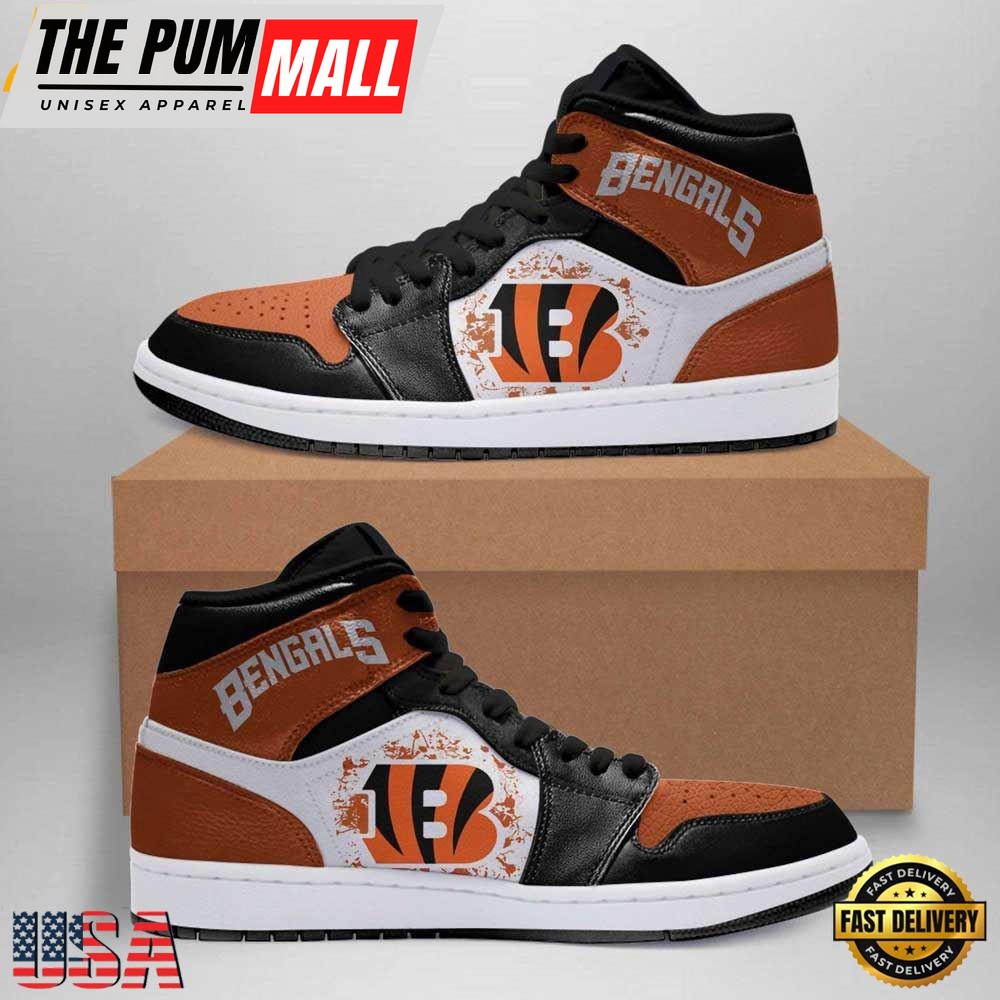 Cincinnati Bengals Orange NFLJordan 1 Boot Sneakers Shoes