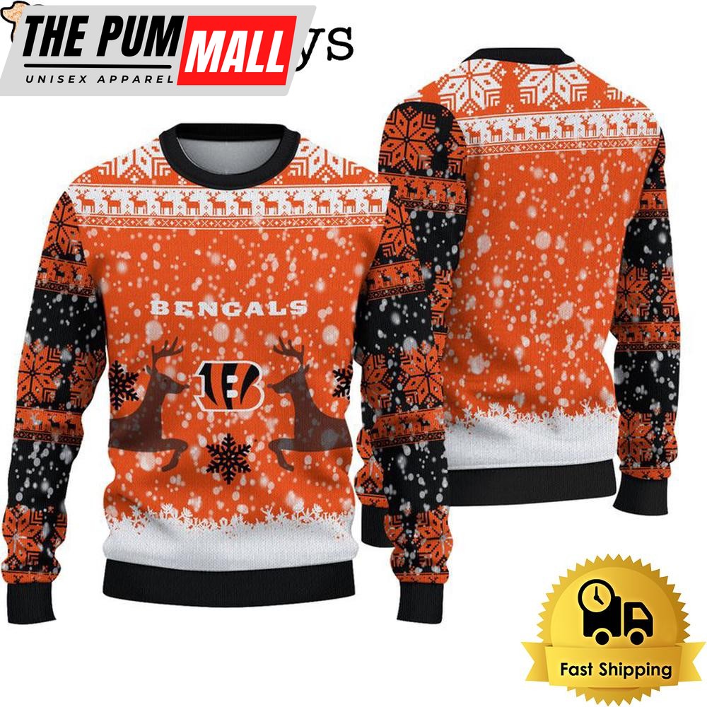 Cincinnati Bengals Reindeer Football Ugly Christmas Sweater