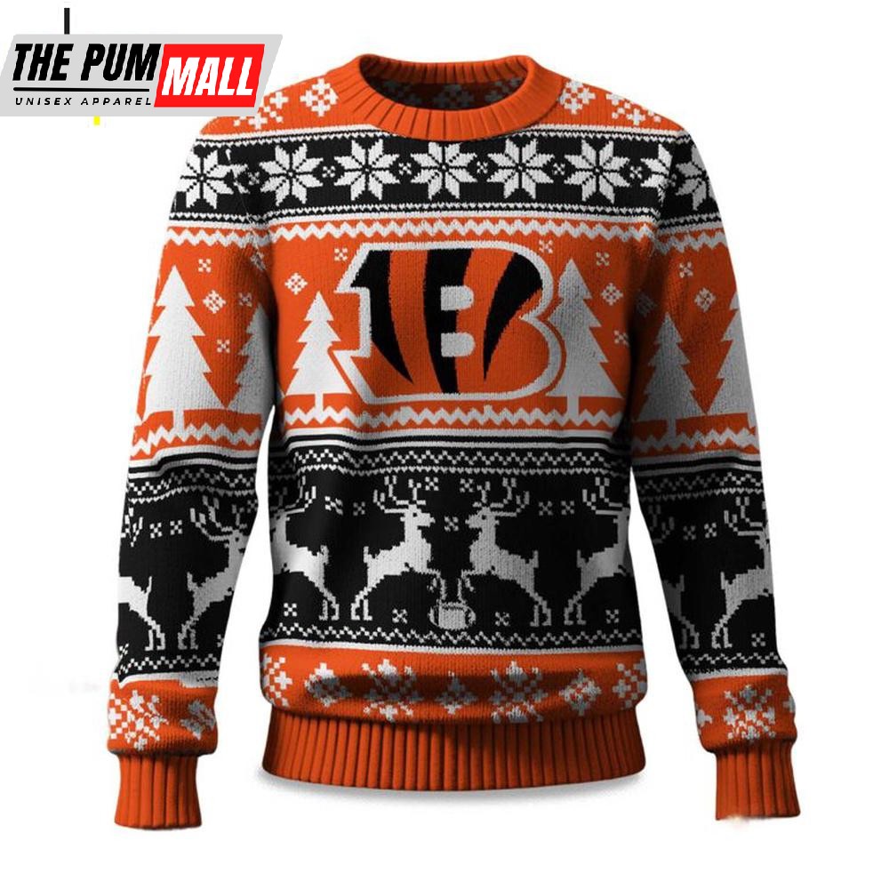 Cincinnati Bengals Reindeer Football Ugly Christmas Sweater