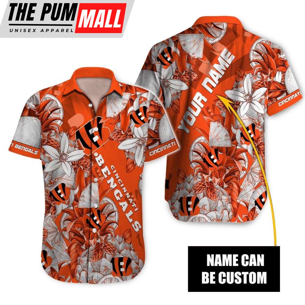 Cincinnati Bengals Tropical Fruit Personalized Hawaiian Shirt