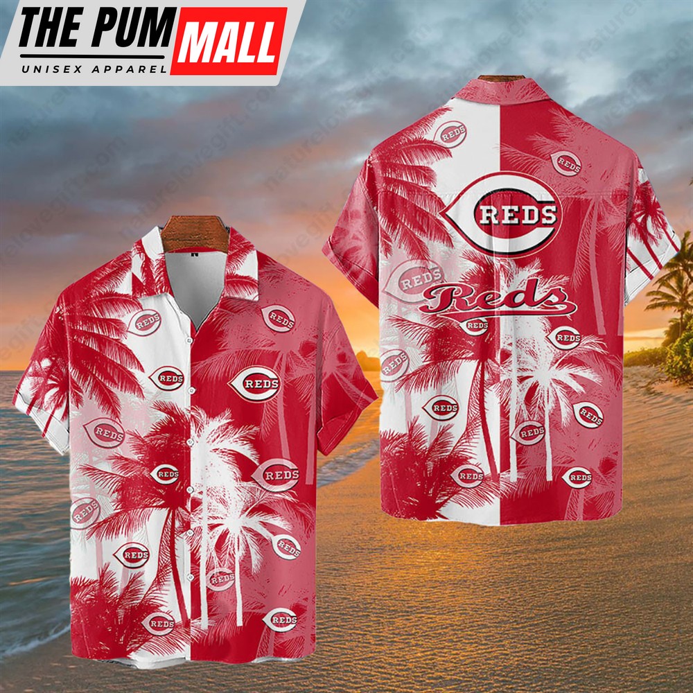 Cincinnati Reds Tropical Palm Trees MLB Hawaiian Shirt