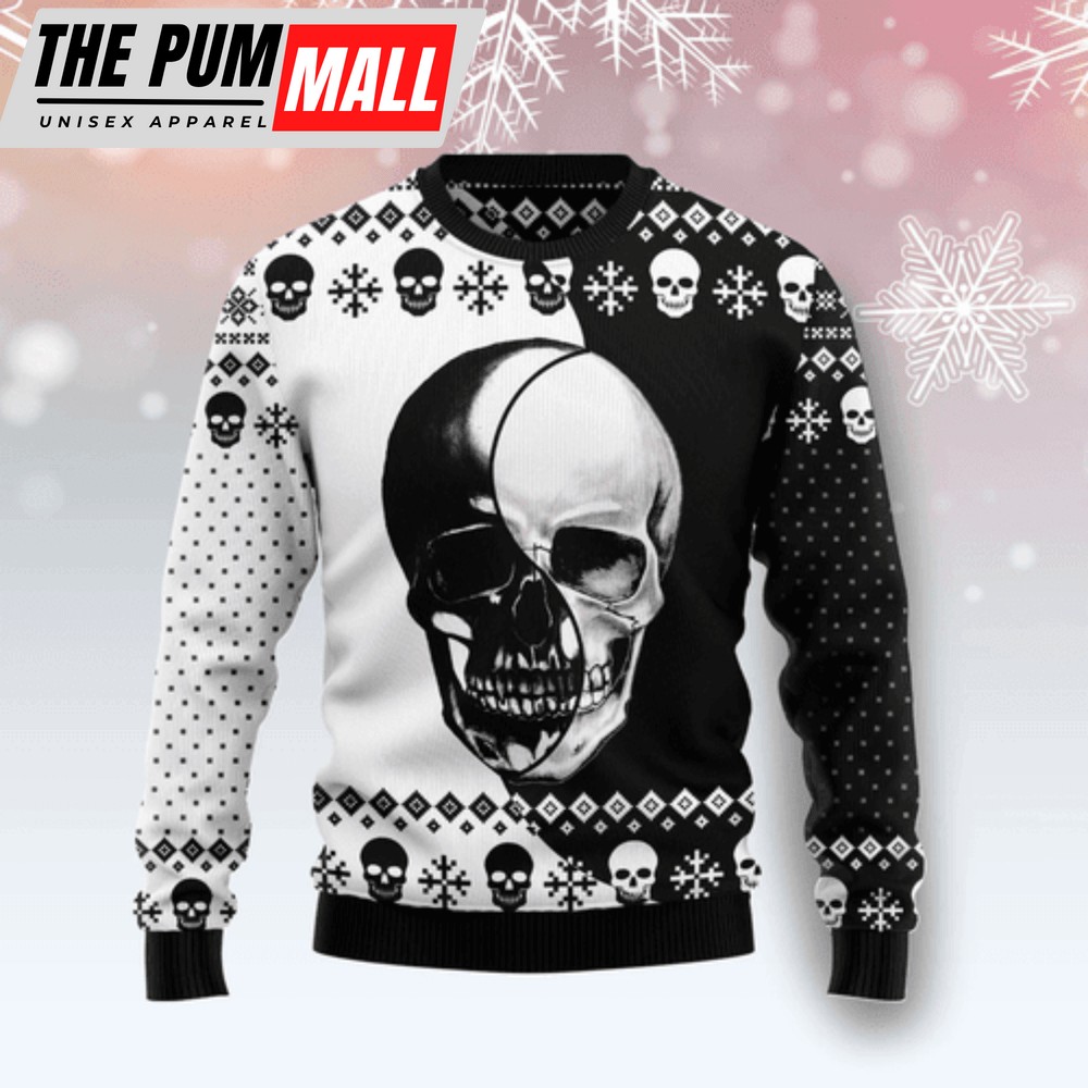 Citybarks Ugly Sweater Skull Yinyang T – Unique and Stylish Apparel for Trendsetters