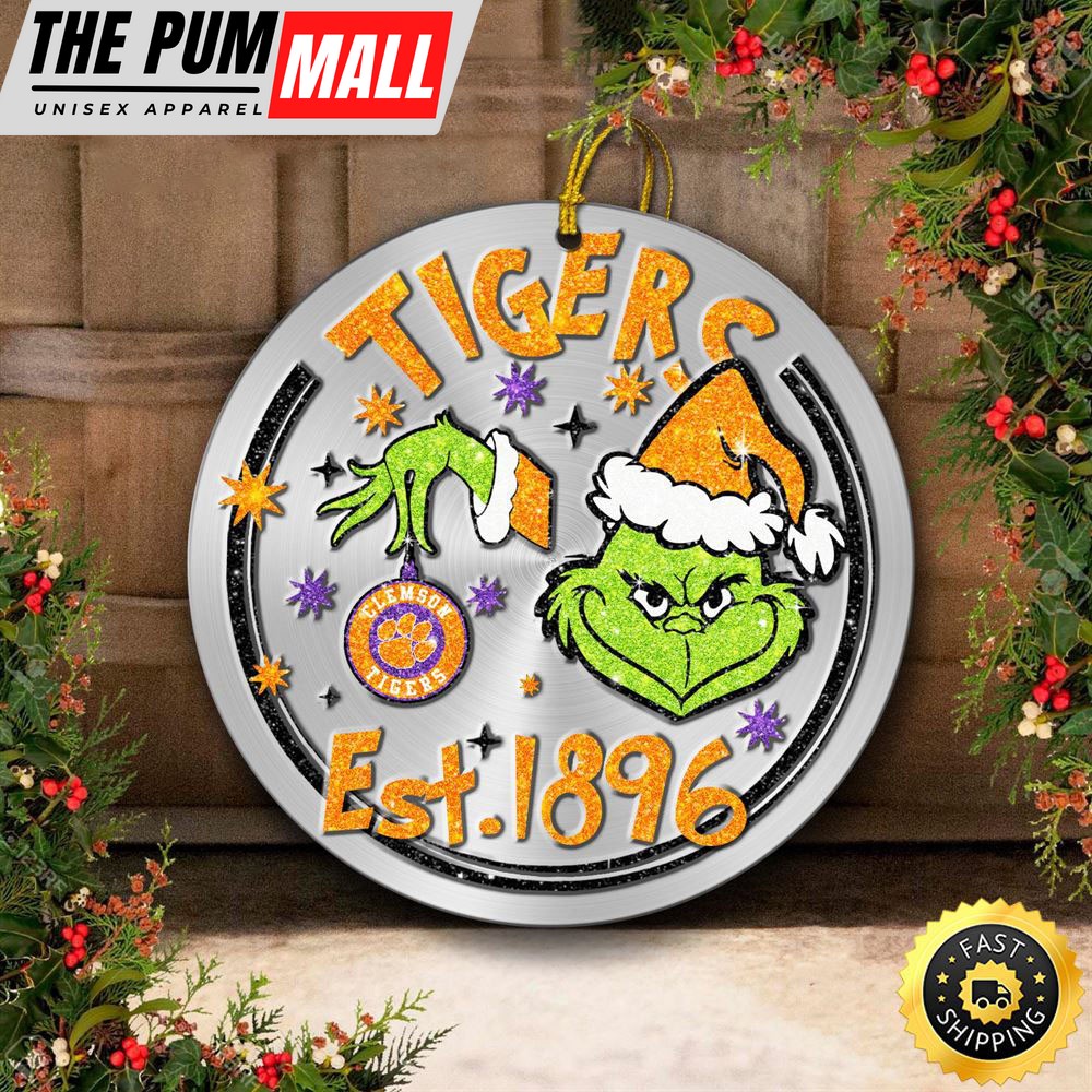 Clemson Tigers Grinch Circle Ornaments Christmas Limited Edition