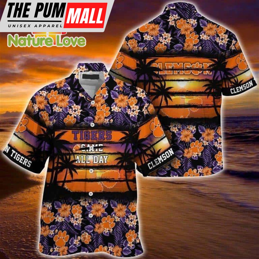 Clemson Tigers Sunset Tropical Hawaiian Shirt Aloha NCAA Gift For Fans