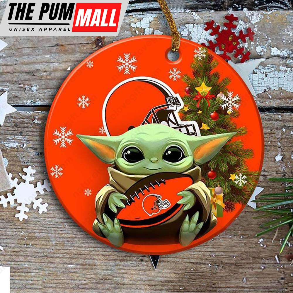 Cleveland Browns Baby Yoda Ornament Christmas Tree Decorations NFL Gifts Limited Edition