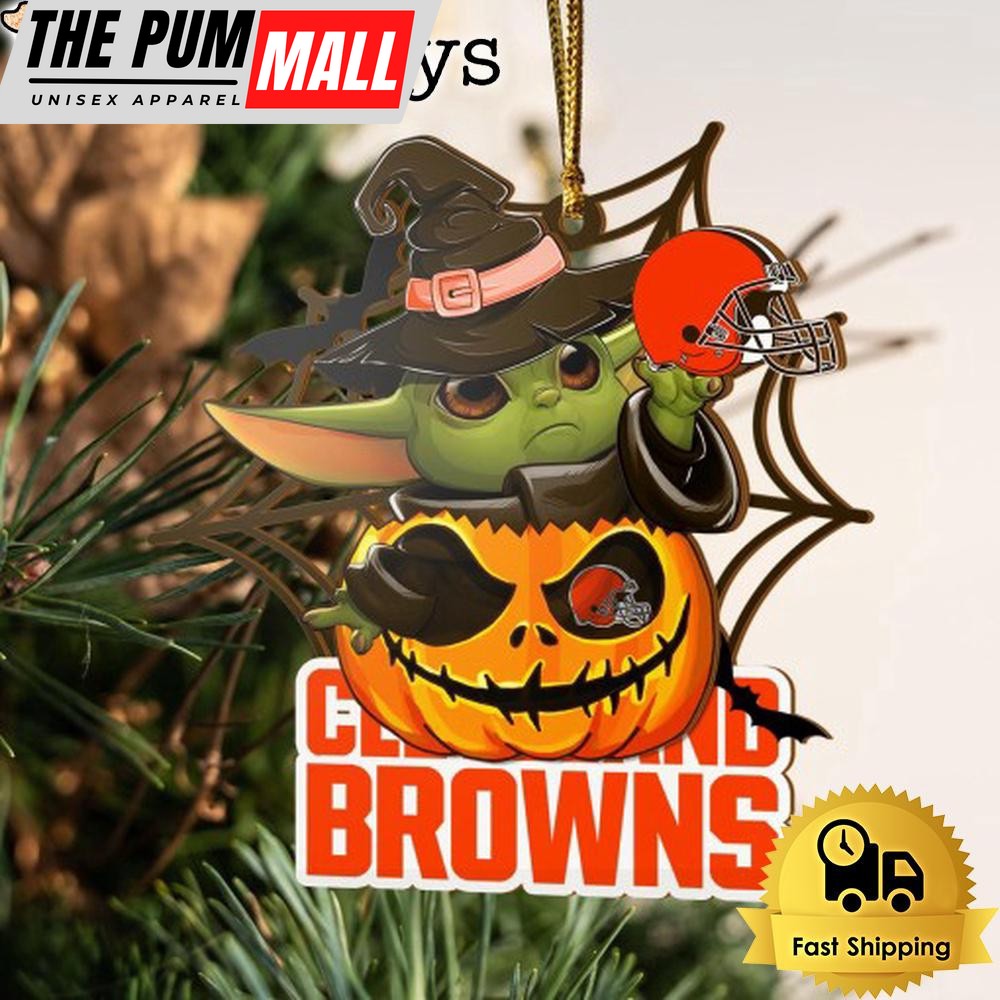 Cleveland Browns Baby Yoda Pumpkin Halloween Ornament Limited Edition