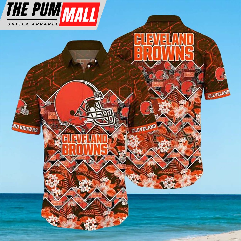 Cleveland Browns Hibiscus Plumeria Floral NFL Hawaiian Shirt