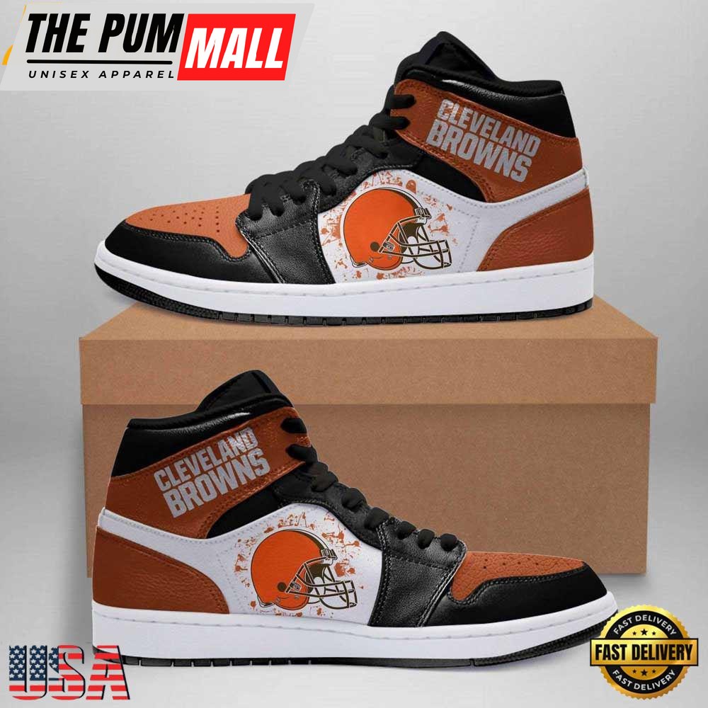 Cleveland Browns NFL OrangeJordan 1 Boot Sneakers Shoes