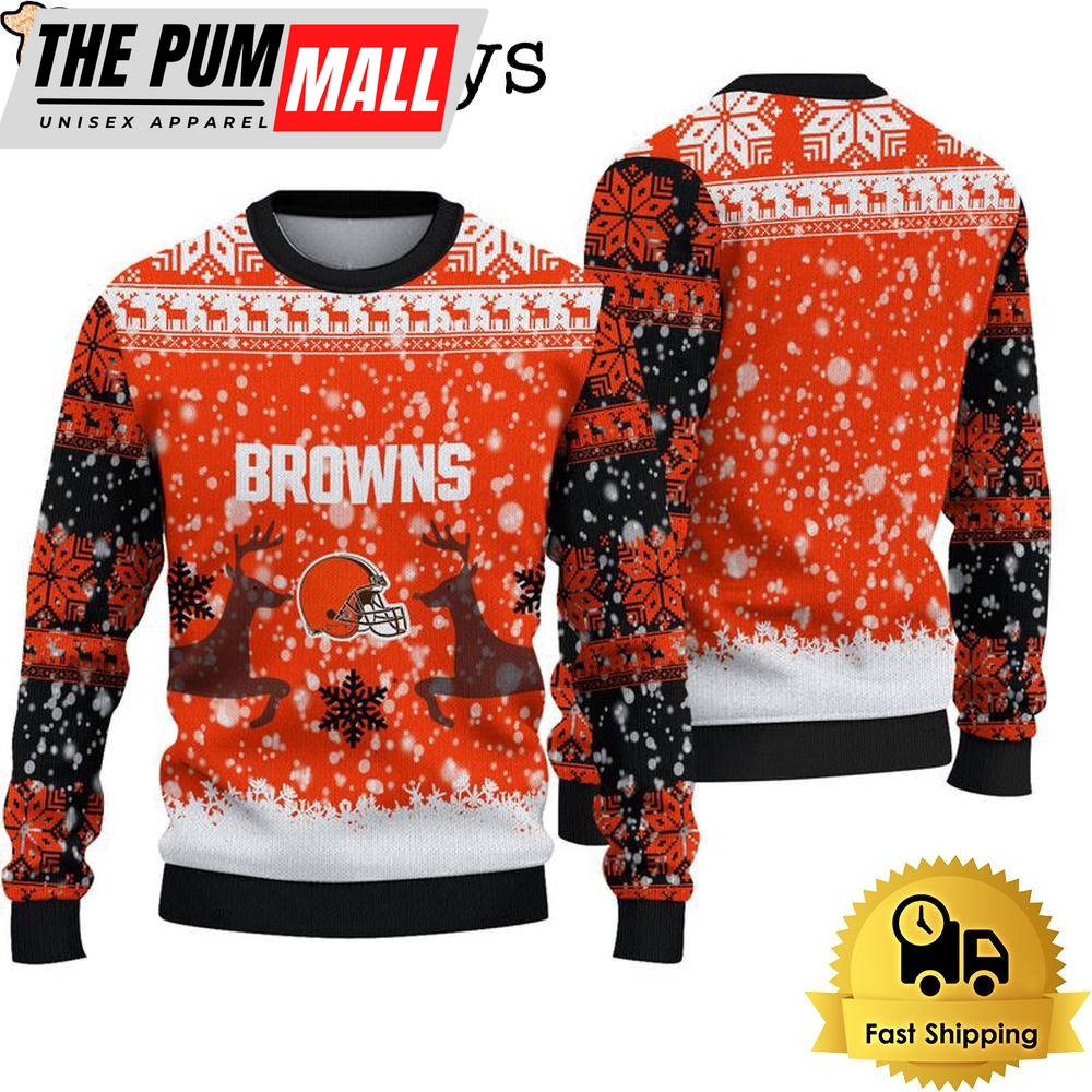 Cleveland Browns Reindeer Football Ugly Christmas Sweater