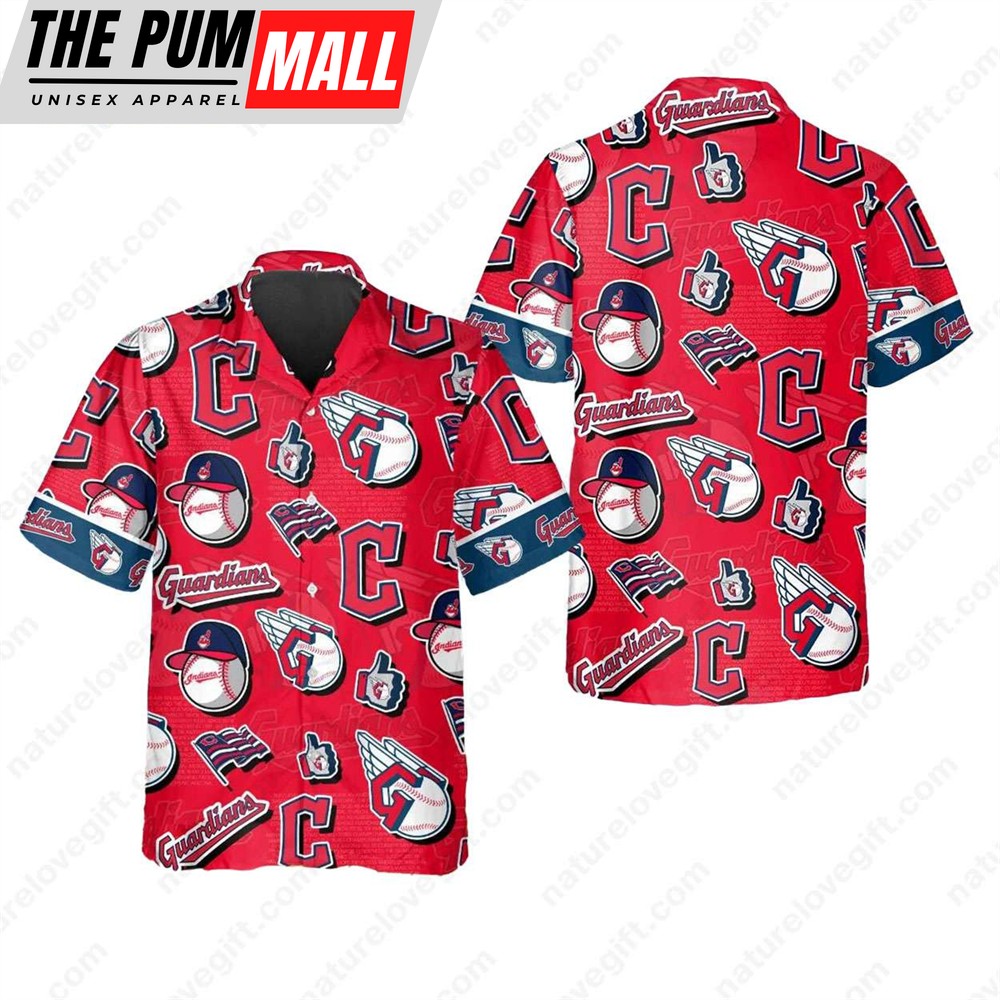 Cleveland Guardians Logo Red Hawaiian Shirt MLB Gift for Guardians Fans