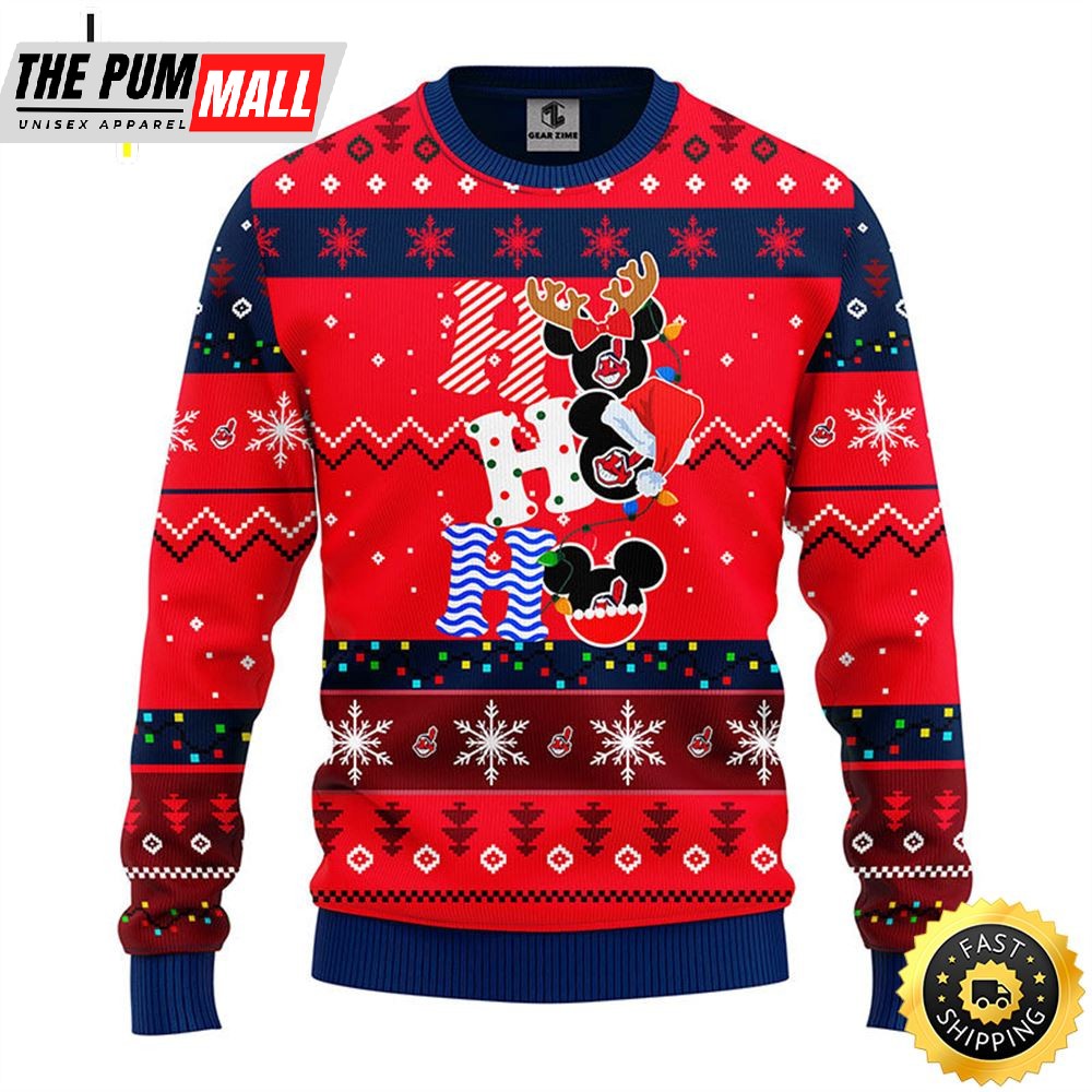Cleveland Indians Hohoho Mickey Christmas Ugly Sweater