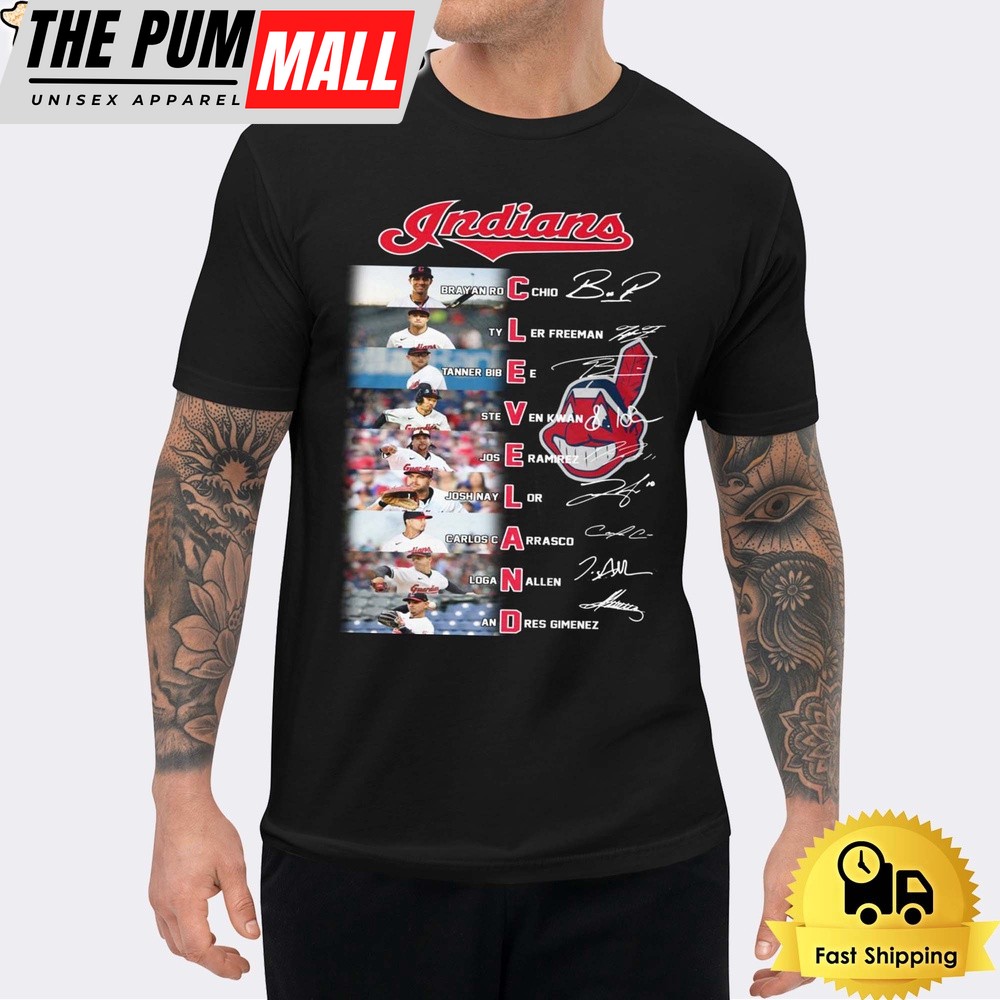 Cleveland Indians Logo Team Signature Unisex T-Shirt