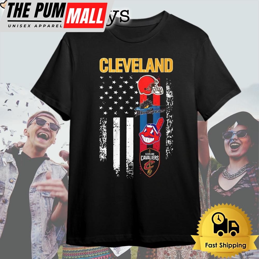 Cleveland Sport Team American Flag T Shirt
