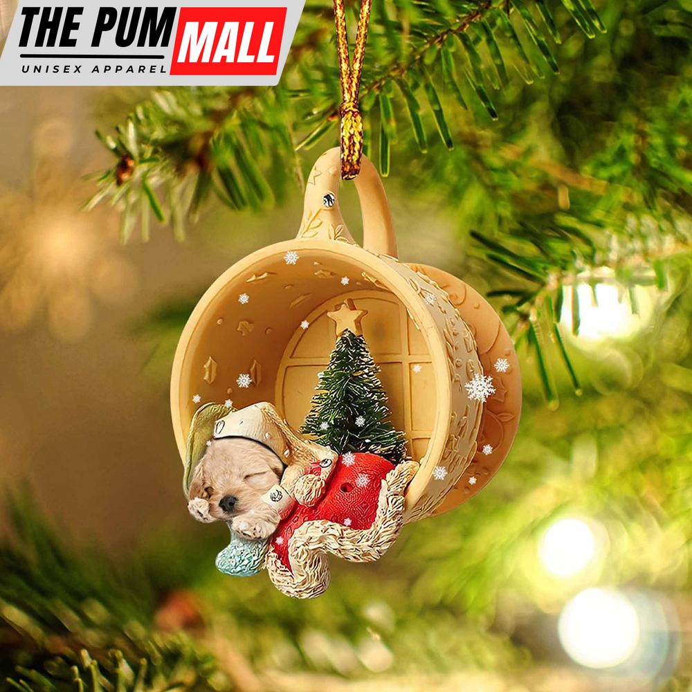 Cockapoo Sleeping In A Tiny Cup Christmas Holiday Two Sided Ornament – Best Gifts for Dog Lovers Limited Edition