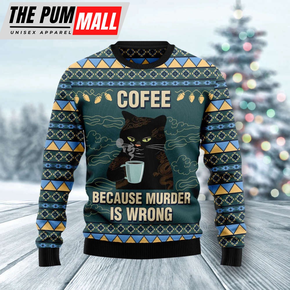 Coffee Cat Ugly Christmas Sweater, For Men & Women, Best Gift For Christmas