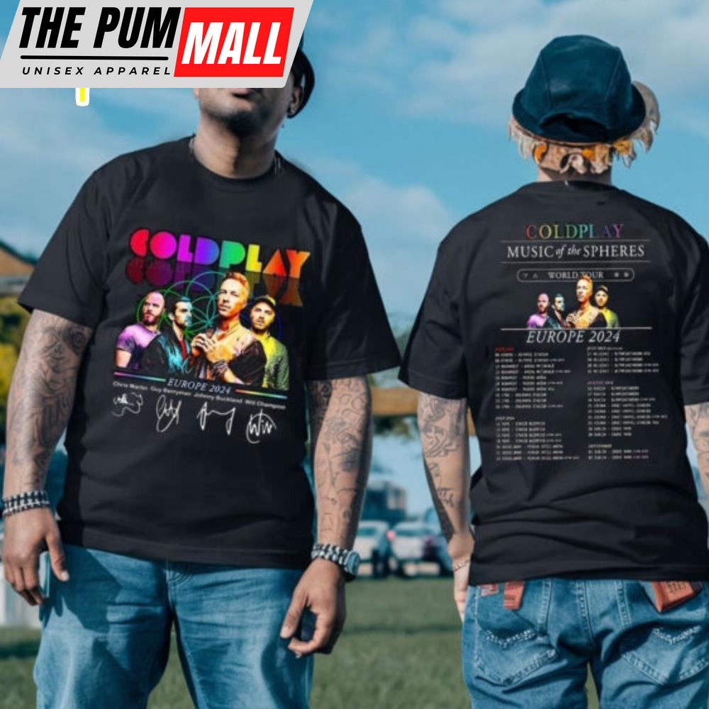 Coldplay Band Music Of The Spheres Tour 2024 World Tour Europe 2024 Shirt