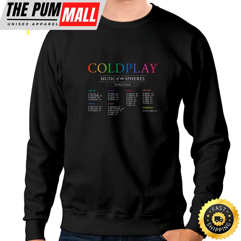 Coldplay Music Of The Spheres American Tour 2025 Unisex Black T-shirt