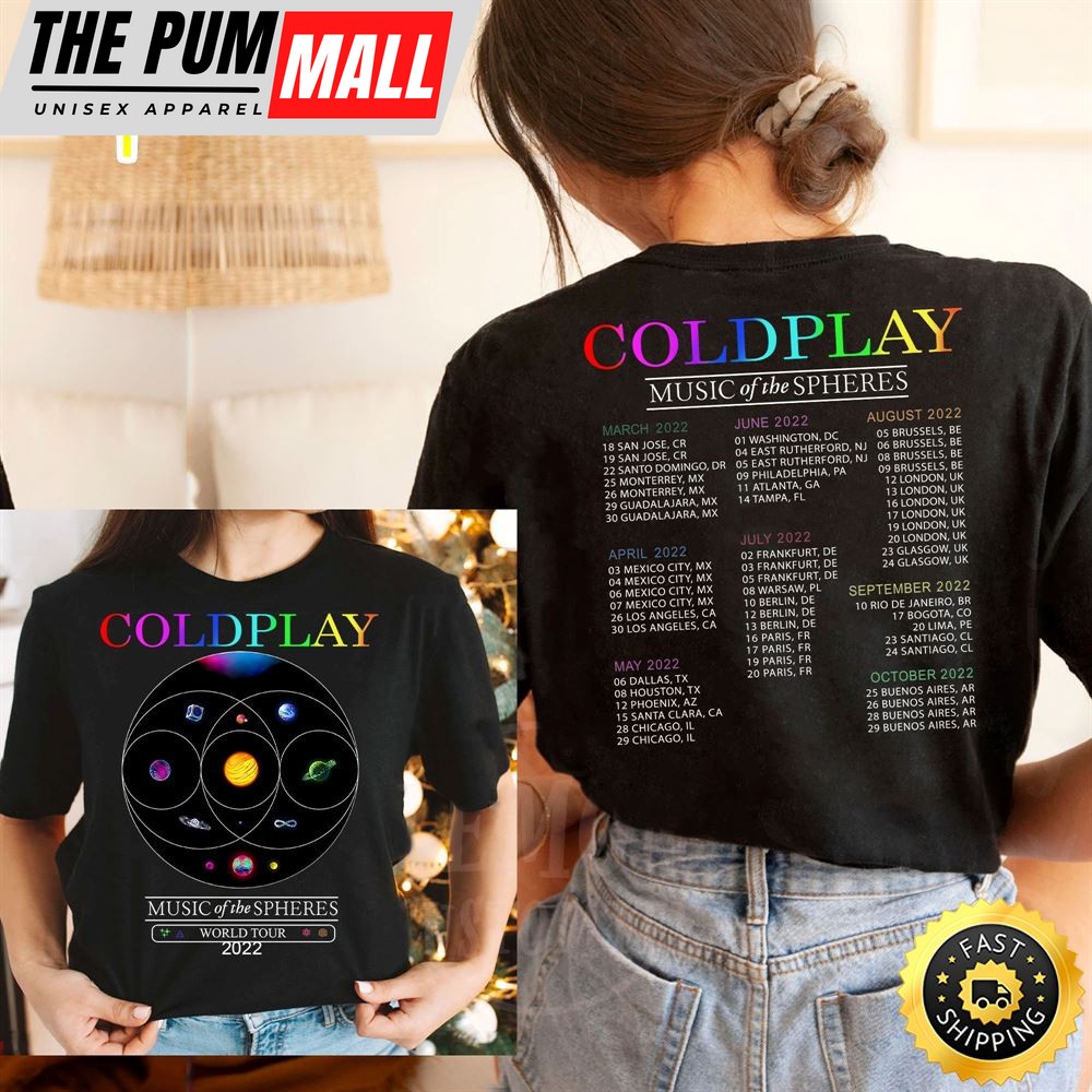 Coldplay Music Of The Spheres World Tour 2022 Dates T-shirt