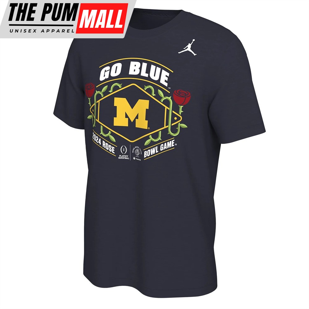 College Football Playoff Jordan 2025 Nfl Michigan Rose Bowl Bound Navy T-Shirt