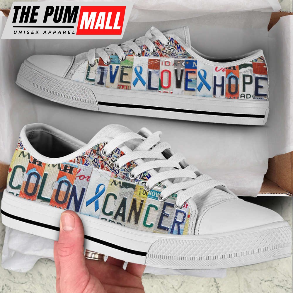 colon-cancer-shoes-live-love-hope-license-plates-low-top-shoes-canvas-shoes-axj9iqth Colon Cancer Shoes Live Love Hope License Plates Low Top Shoes Canvas Shoes