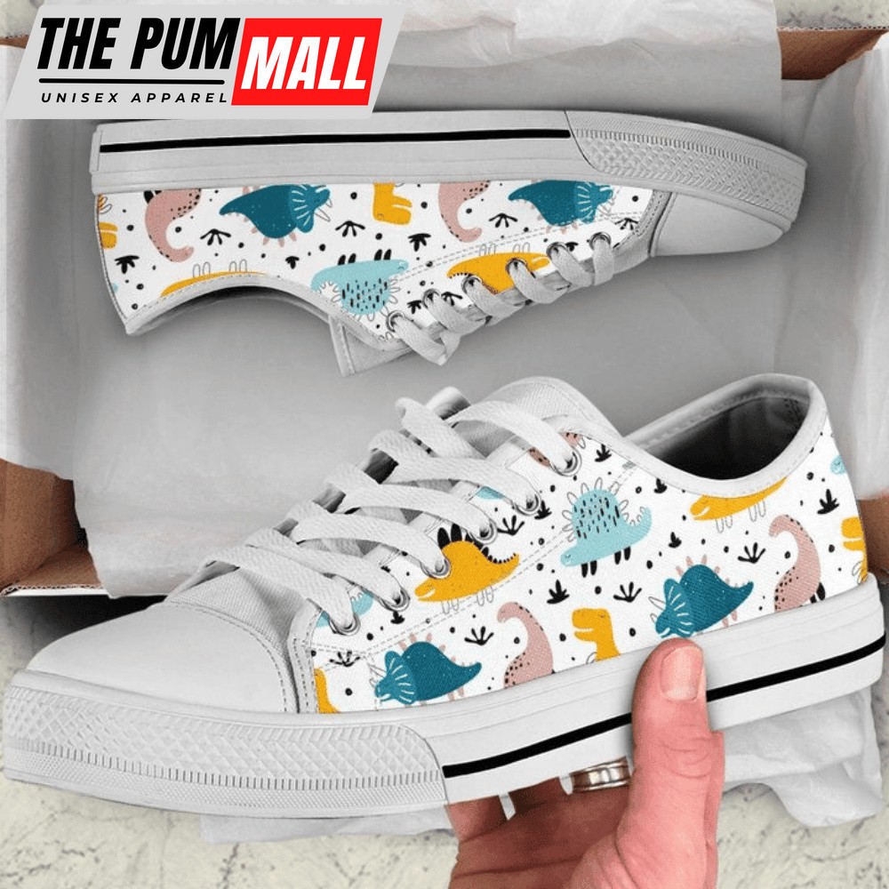 Color Repeating Pattern With Dinosaurs Low Top Shoes PN205430Sb