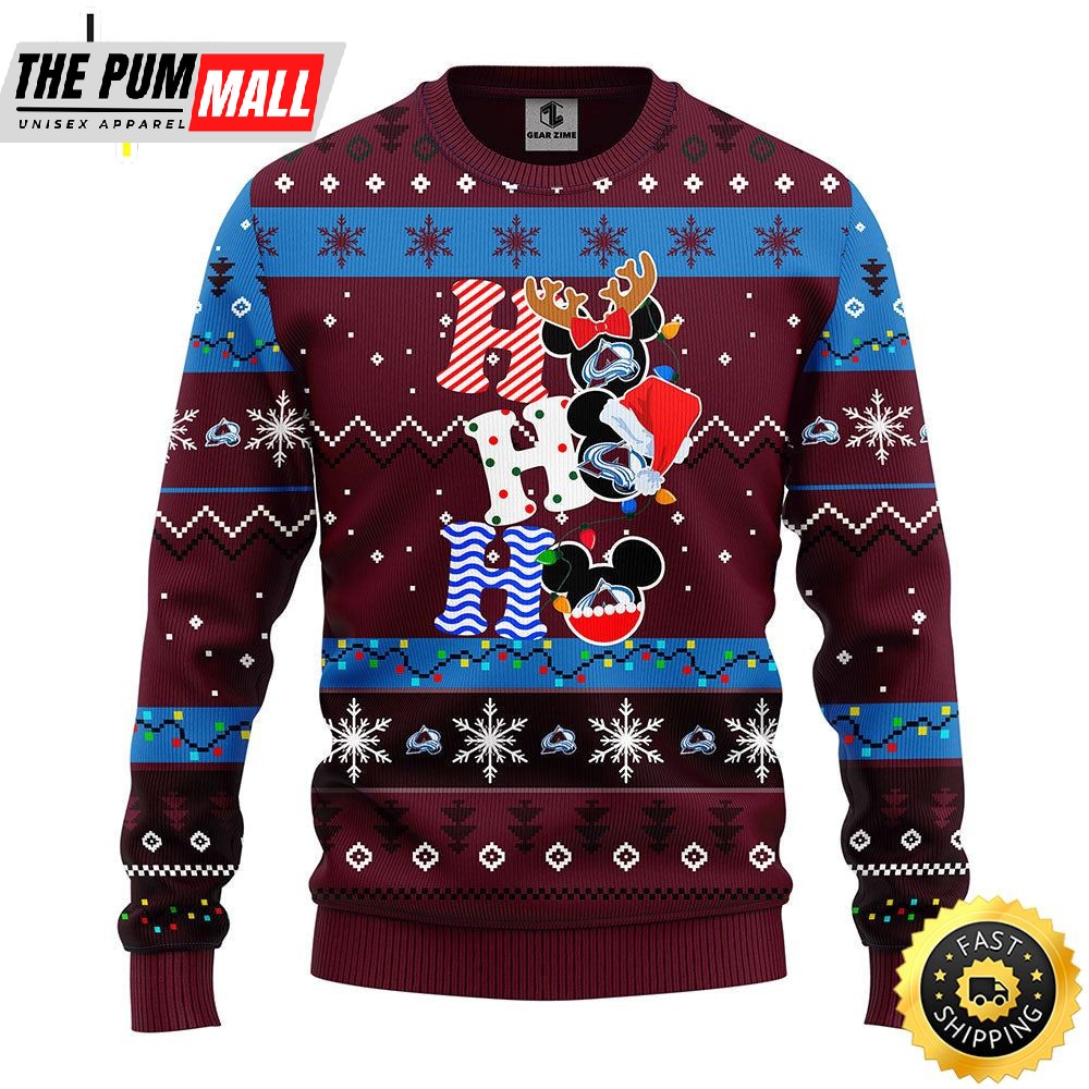 Colorado Avalanche Hohoho Mickey Christmas Ugly Sweater