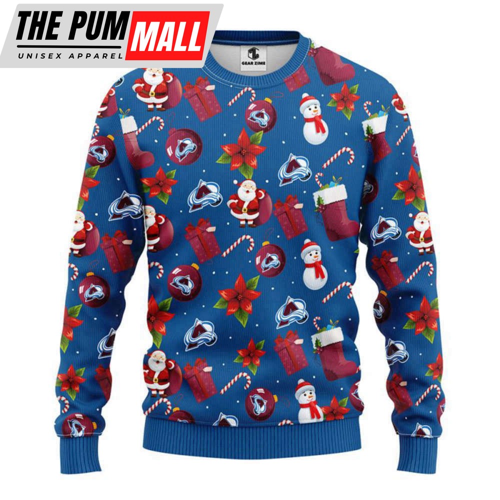 Colorado Avalanche Santa Claus Snowman Christmas Ugly Sweater, Gift For Christmas