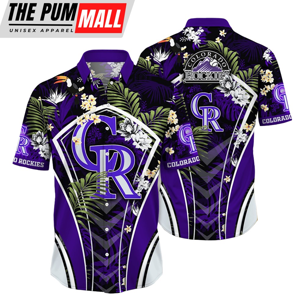 Colorado Rockies MLB Flower Tropical Hawaiian Button Down Shirt