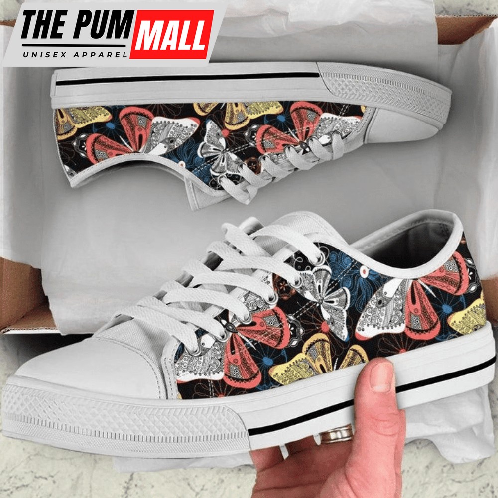 Colorful Butterflies Decor Low Top Shoes PN205424Sb – Trendy Footwear