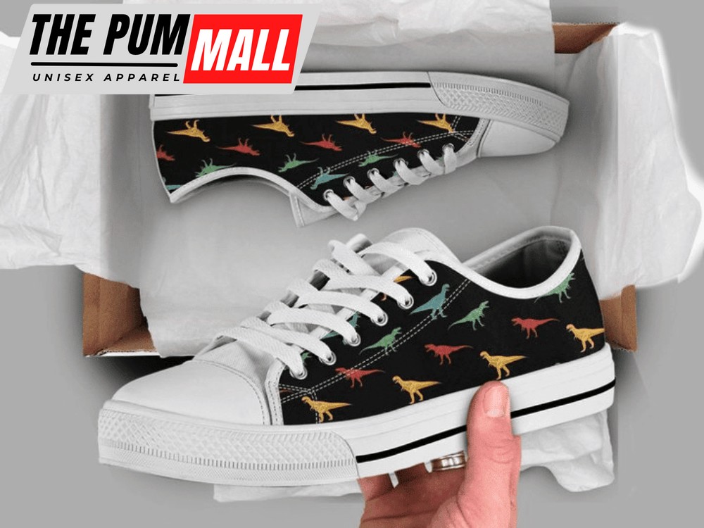 Colorful Dinosaur Low Top Shoes PN205422Sb – Trendy Footwear