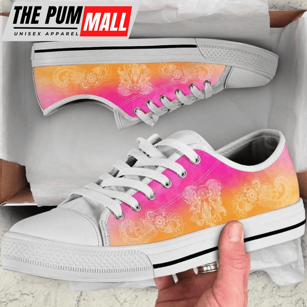 Colorful Elephant Mandala Low Top Shoes PN205417Sb – Trendy Footwear