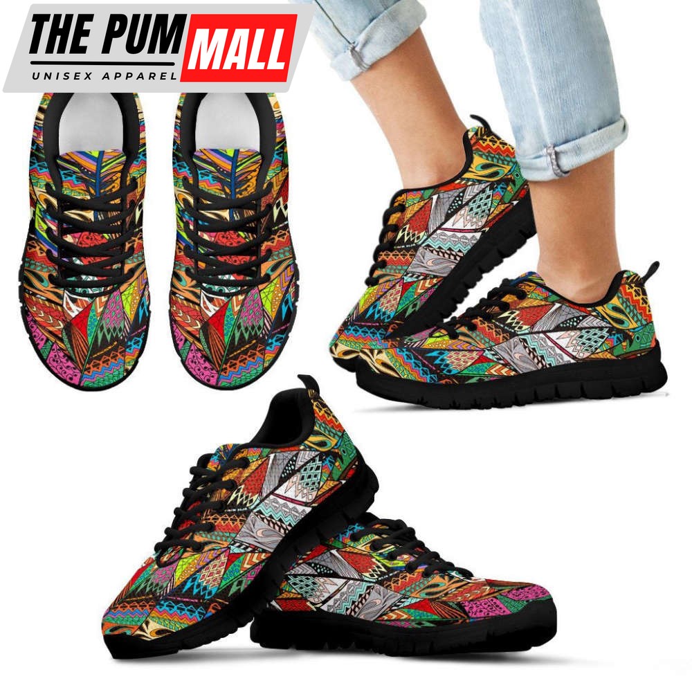 Colorful Feathers Running Shoes, Canvas Sneakers For Mens And Women