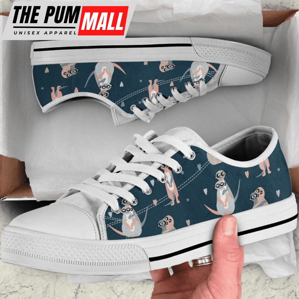 Colorful Meerkat And Hearts Pattern Low Top Shoes PN205416Sb