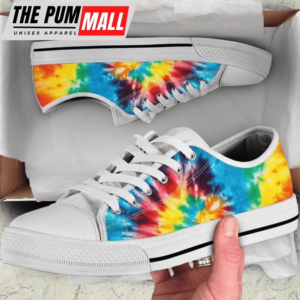 Colorful Tie Dye Yellow Red Blue Purple Abstract Art Low Top Shoes PN206006Sb